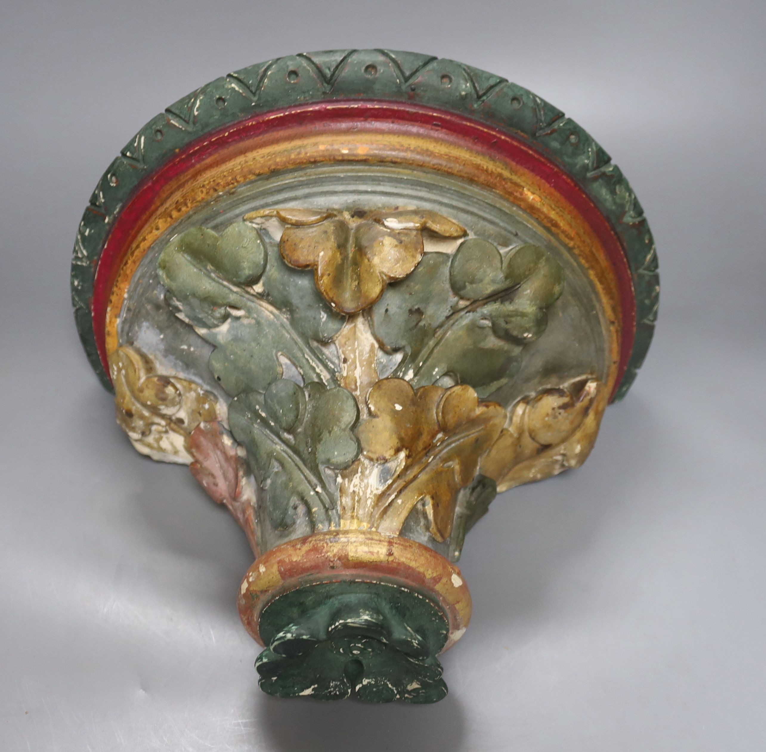 Manner of Pugin - a painted stoneware wall bracket 25cm